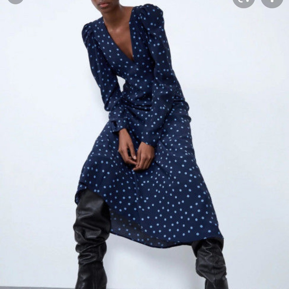Zara polka dot midi dress